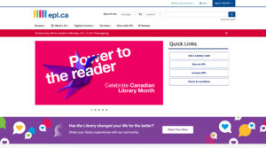 Edmonton Public Library's front page. Edmonton Public Library's front page.