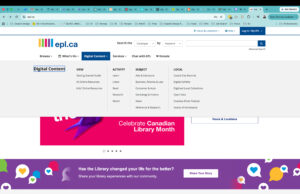 Patron uses a mouse to navigate to the learning resourses available to EPL patrons. Patron uses a mouse to navigate to the learning resourses available to EPL patrons.
